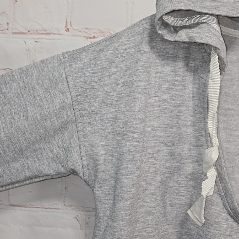 Victorias Secret Victoria Sport Deep VNeck Gray Sweatshirt Hoodie Women Size S/M - Picture 4 of 12